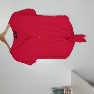 Rachel Zoe Pink Flirty Tie-Front Button Down Top — Women’s Small